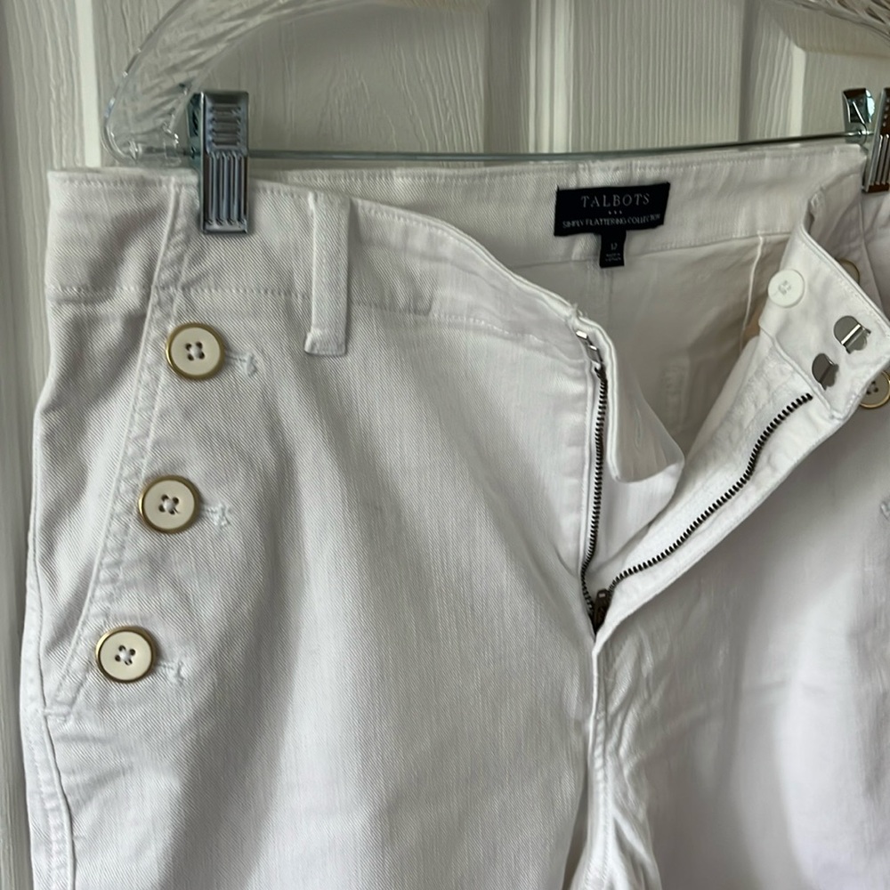 Talbots White Button-Detail Pants